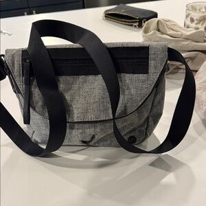 Gray Crossbody Bag with Black Strap